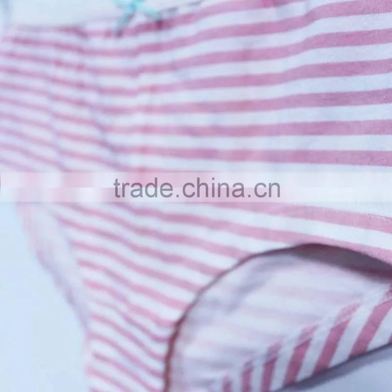 China children's underwear factory 100% cotton stripe girls thong underwear