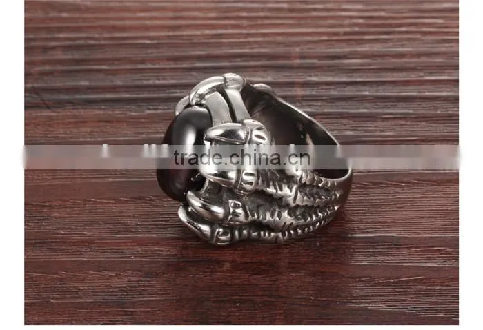 fashionable trend claw stainless steel jewelry cubic zirconia zircon ring for men