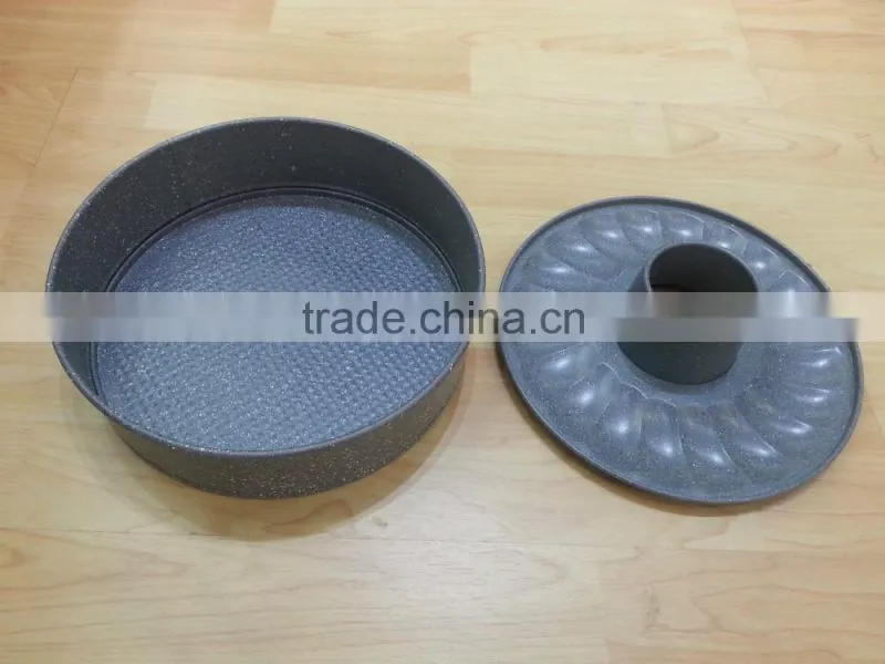 Dia.28*H7cm Carbon Steel Non-stick Round Springform Cake Pans 2pcs set with Marble Coating