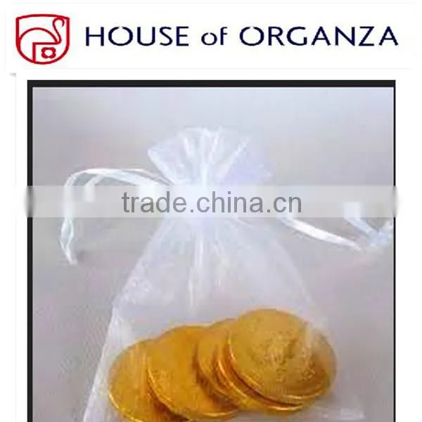 Sheer White Print Gift Organza Bags