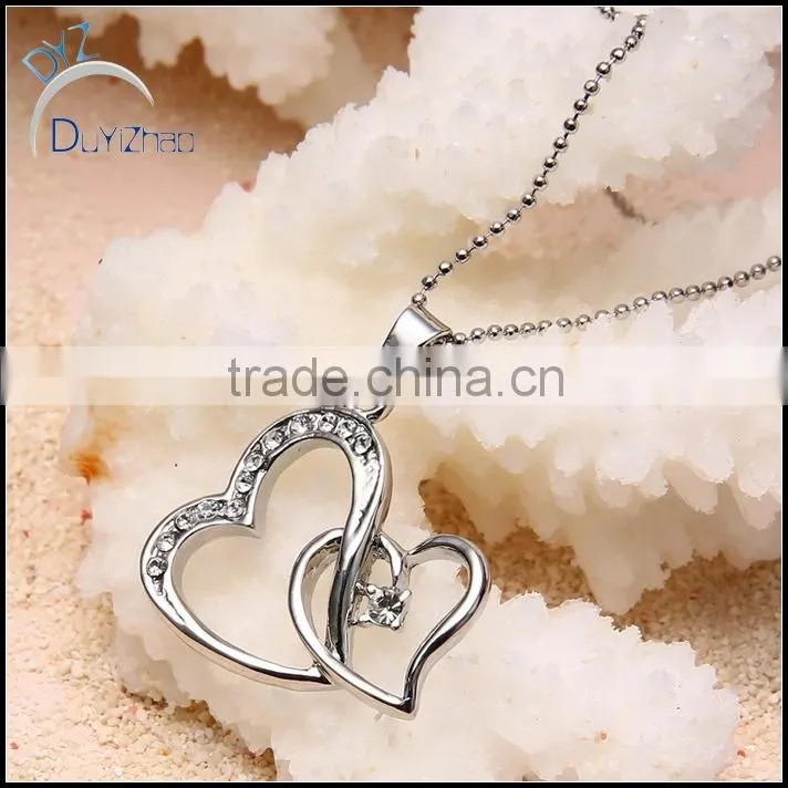 Wholesale fashion alloy double heart shaped pendant designs
