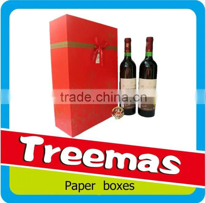 Fashion red hot stamping customized wine box paper gift box wholesaler