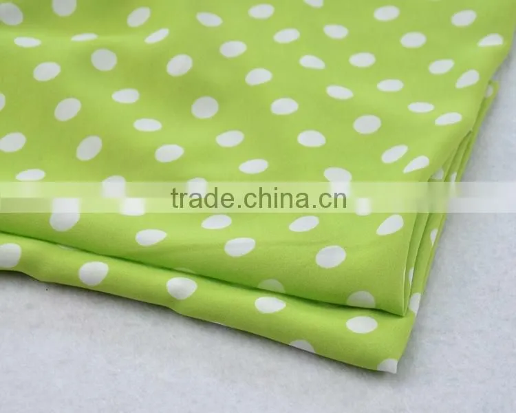 Jiufan Textile New Pattern Printed Georgette 100% Spun Polyester Green and White Spot Fabric