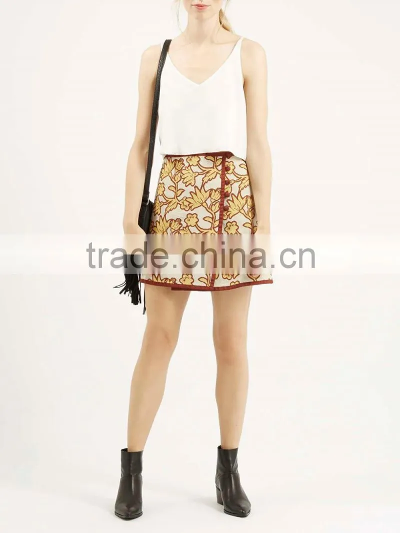 Floral Wrap High-Waisted Skirt