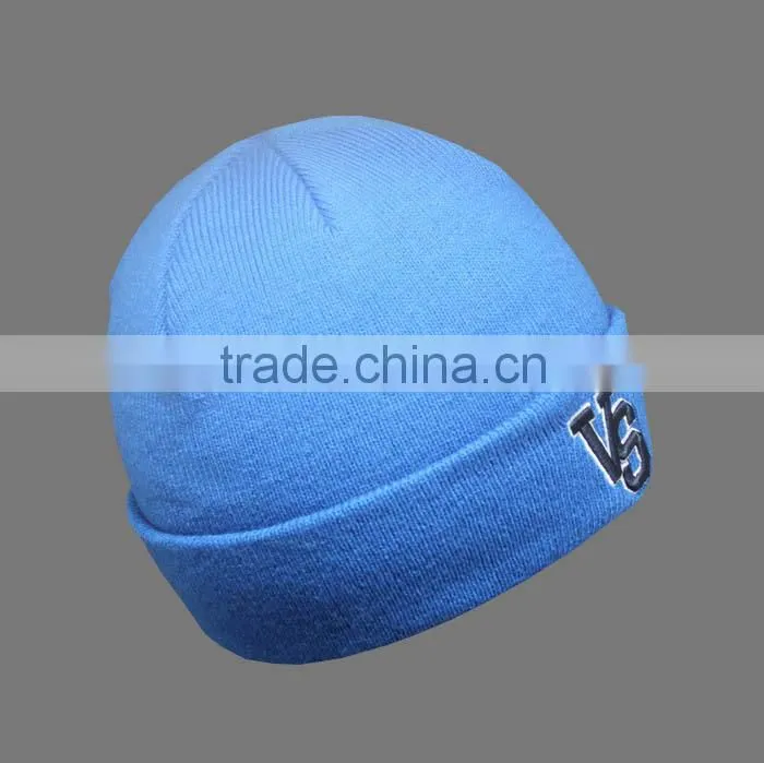 CUSTOM CHEAP EMBROIDERY LOGO FOLD UP BLUE WINTER HATS