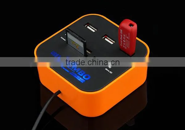 Card Reader 3 Ports 2.0 USB Charger Hub for Laptop