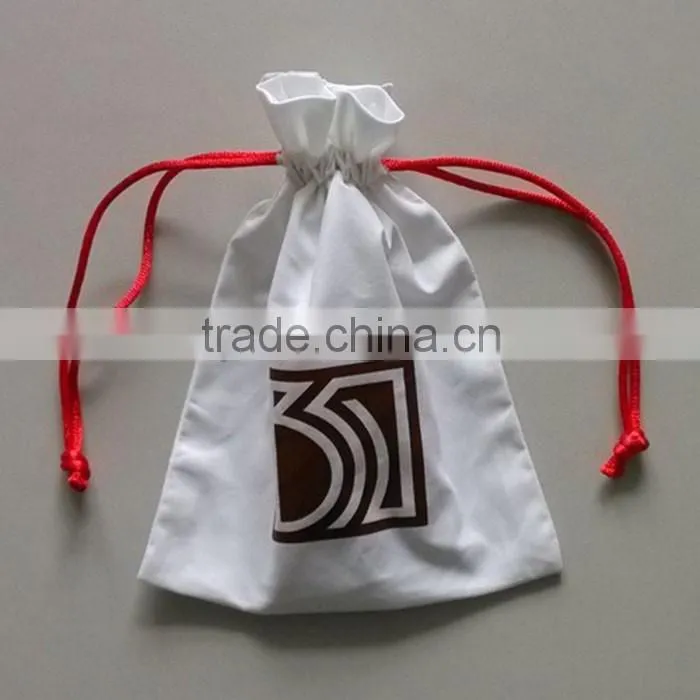 Custom cotton fabric shoe bags with embroidery logo
