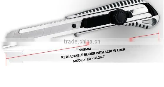 tool cutter Auto Retractable Safety 18mm Snap Off Blade Aluminium Alloy Screw-lock utility knife