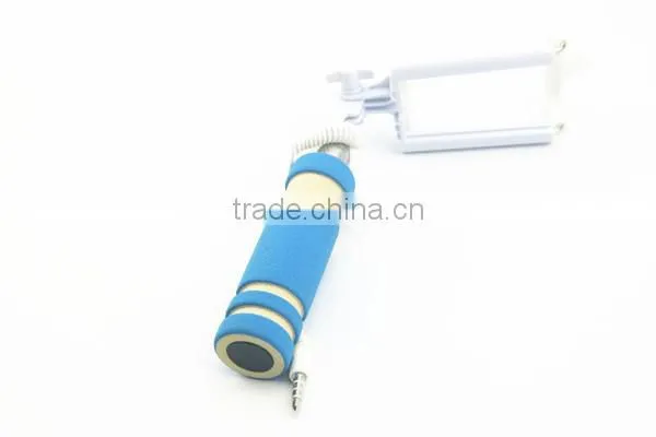 New mini foldable colorful wired camera monopod selfie stick with cable