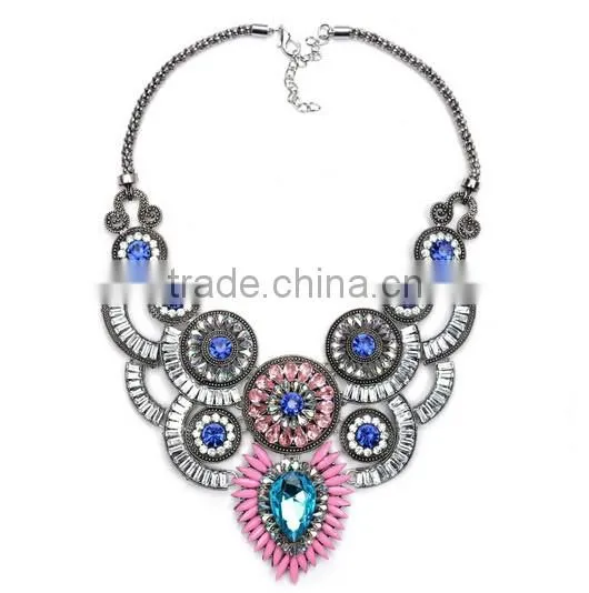 New Design Lady Bib Statement Multi Colours Crystal Luxury necklace Collar