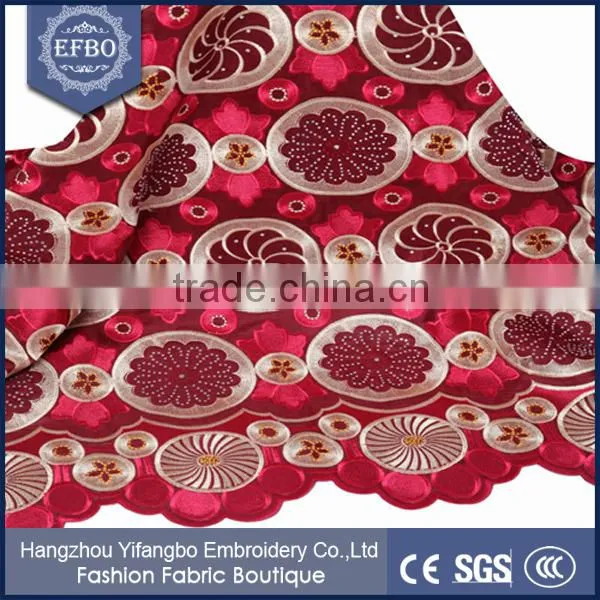 Wine Color Background Swiss Guipure Voile Lace Fabric / White Color Background China Swiss Voile Lace For Wedding Dress