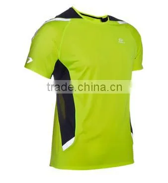 Mens Spring Autumn Short Sleeve Contrasted Running Shirt Lime