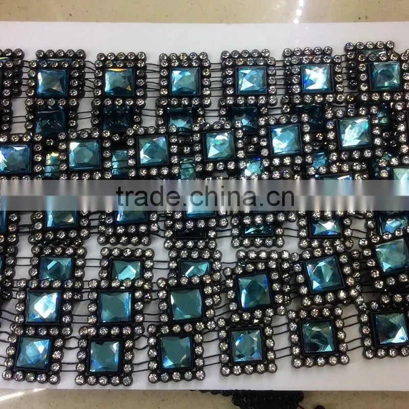 2017 new fashion rhinestone and square acrylic chain for shoe decoration