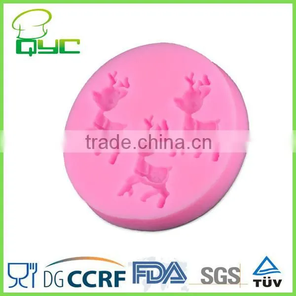 Cute Reindeer Silicone Resin Animal Sugarpaste Moulds Color Pink