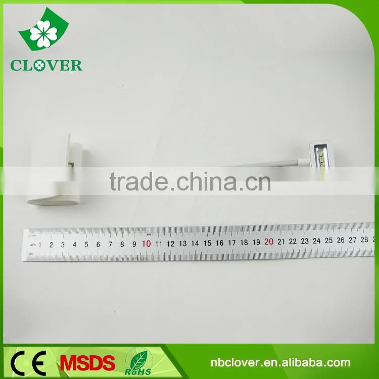 New design white 3 LED foldable book reading lamp led book light with clip
