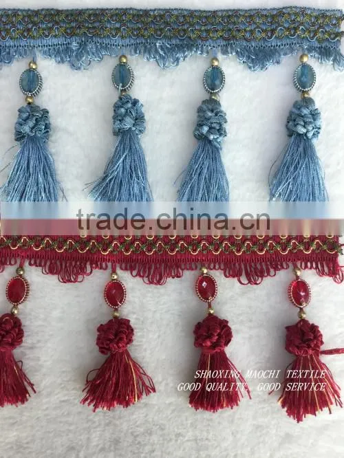 new design wholesale curtain fringe with crystal for home textile accessory