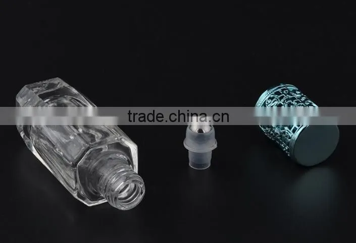 10 ml hexagonal colorful transparent glass bead bottle uv ball perfumel bottle