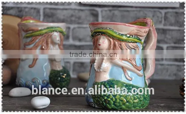 2015 new arrival ceramic mermaid mug mermaid shape