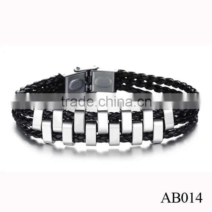 2016 White Gold Bracelet Jewelry/Custom Mens Leather Cuff Bracelet For Men