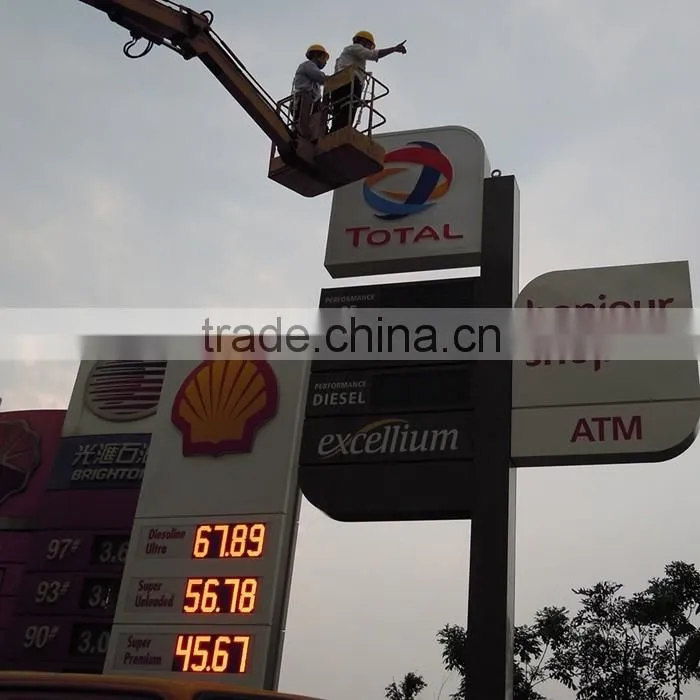 Led Advertising Pylon Sign Totem For Gas Station