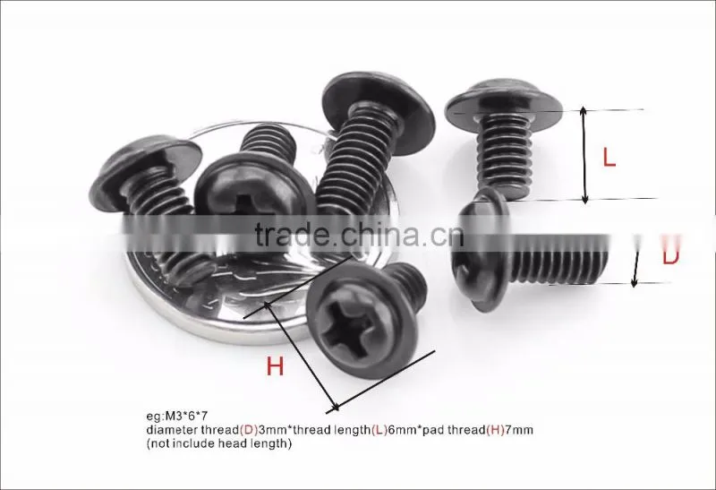 Carbon-steel black kilvery wafer head truss head self machine screws