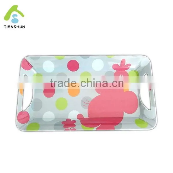 100% melamine tray with handle made in China ;wholesale melamine tray