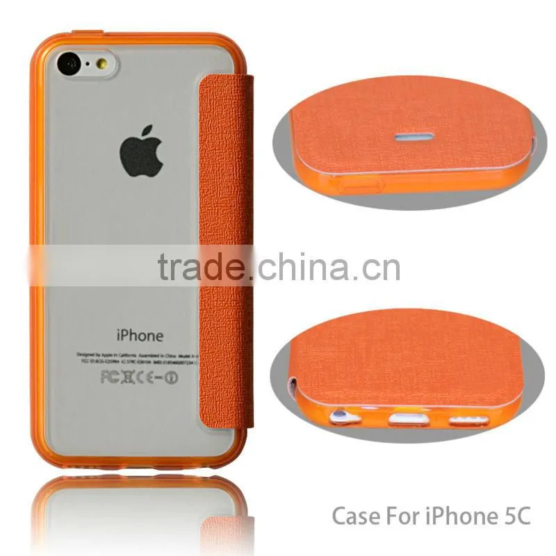 2014 Customized flip leather phone case cover for iphone 5c