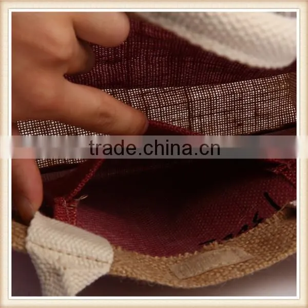Factory direct sale plain jute bag with pvc pocket