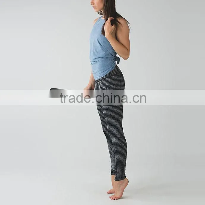 Oem service custom design sports legging girls stripe nylon spandex yoga pants