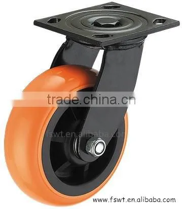 Heavy Duty Non-skid PU 8 Inch Fixed Caster Wheels For Trolley