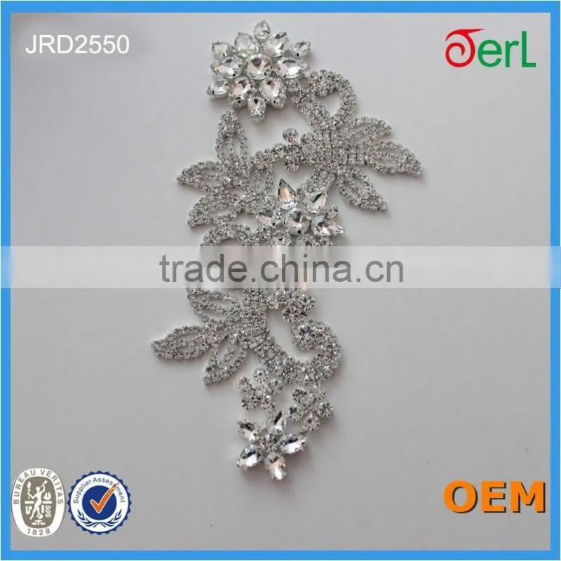 Sew on 888cystal rhinestone lace for wedding