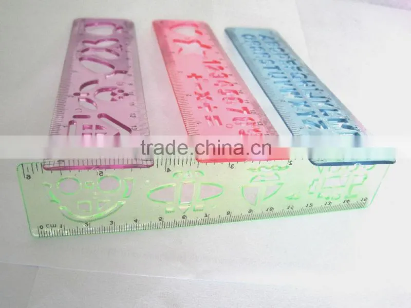 Plastic straight 15cm ruler multicolor ruler