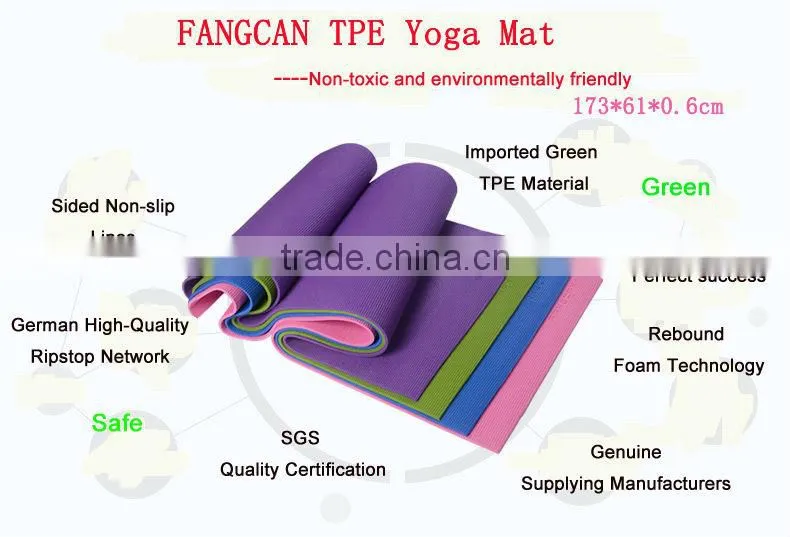 Custom OEM Manufacturer For Professional Embossed Printing Logo Eco Yoga Mat/Anti-slip Rubber TPE Yoga Mat
