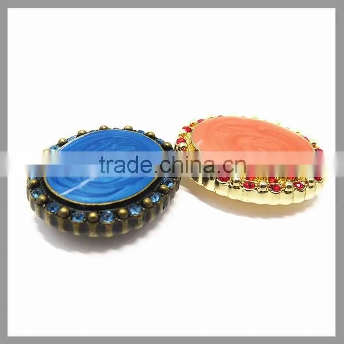 2015 Oval Decorated Metal Shank Button For Cloting