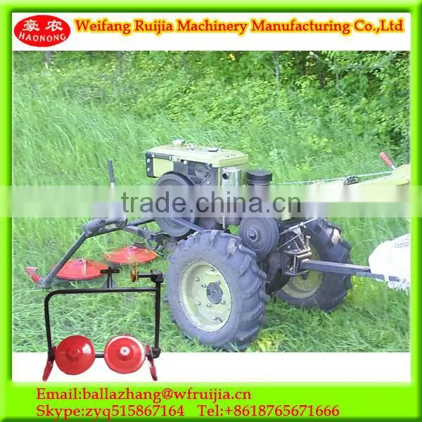 Weifang two wheel tractor low price for sale,farm hand tractor 12Hp diesel engine with lawn mower implement