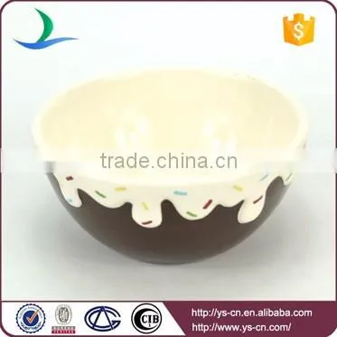 Sweet treat brown & white color ceramic ice cream sundae bowls