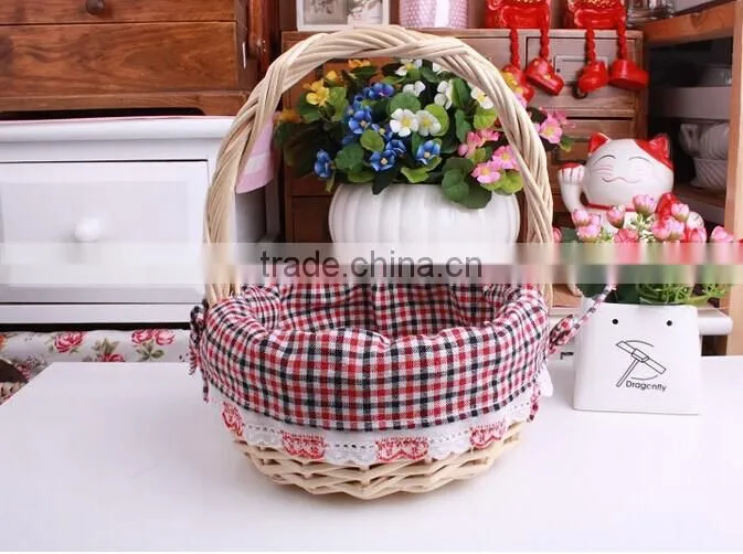 Hotsale small cheap lined willow wicker shopping basket wicker storage basket