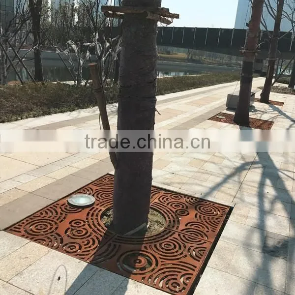 FO-9T01 Popular High Quality Corten Steel Tree Perforated Strainer, Tree Pool Cover 2017