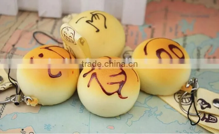 new arrival artificial imitated fake key replica faux lovely Silicone bread food pendant phone chain