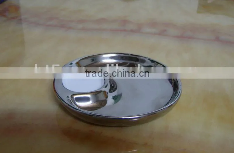 two section round divided ceramic gold plate