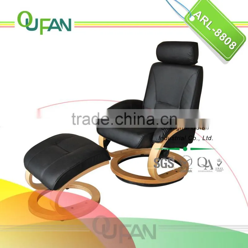 Oufan leather reclining wood chair with ottoman ARL-8808