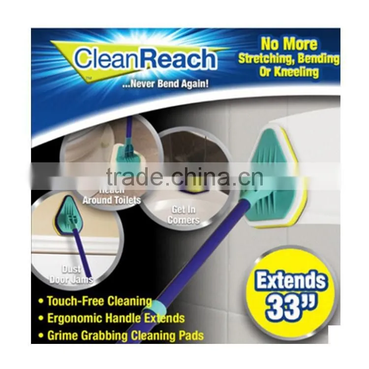 2017 hot sale amazon 3 in 1 angled pad shape mop sponge cleaning brush clean reach