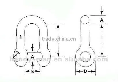 Stainless Steel Flush Pin D Shackle Flat Head