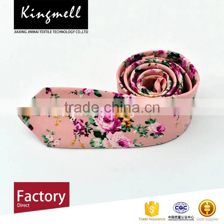 Custom 2017 fashionable digital printing floral cotton male neckties