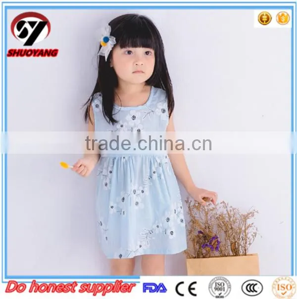 Fashion Girls Linen Kids Sleeveless Lace Boutique Dress