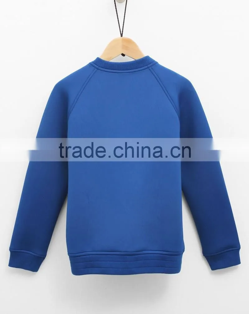 zipper fashion 100% cotton childrens spring plain sweatshirt