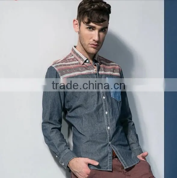 Mens jeans shirt with new fashion printed 22