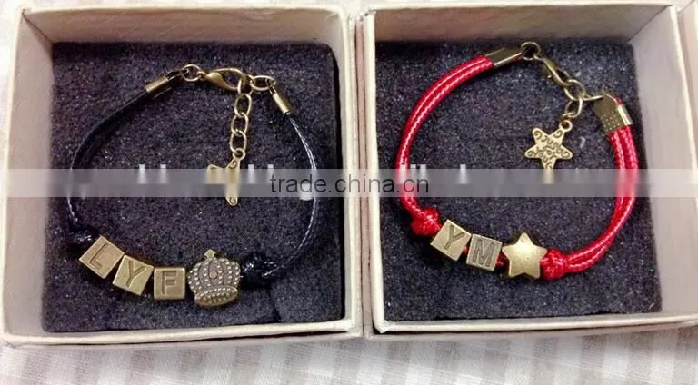 love charm leather bracelet love letter charm leather bangle custom charm leather bracelet