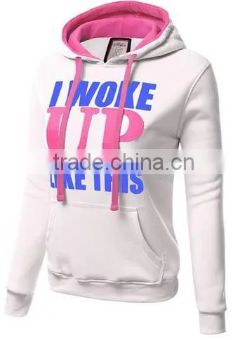 Women's Basic Graphic Words Printed Pullover Long Sleeve Hoodie