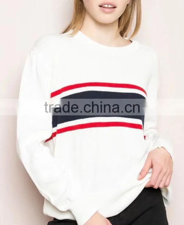 Runwaylover 140 Ladies 2017 Autumn Round Neck Knitted Stripe T-Shirt